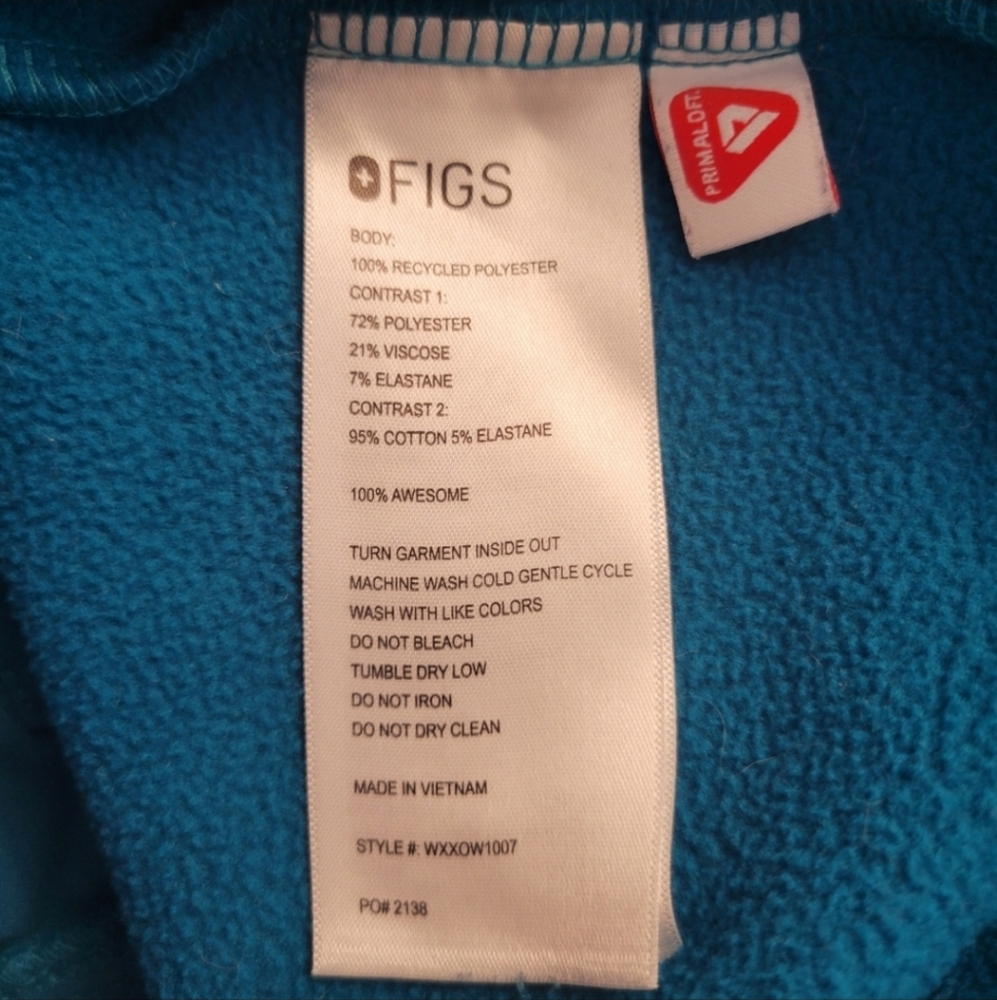 FIGS On Shift Fleece Jacket in Caribbean Blue - Picture 4 of 5
